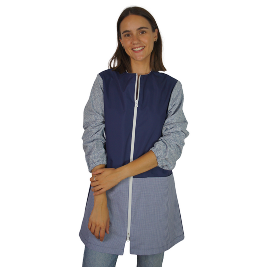 B065 BATA AZUL FLORES/CUADRADITOS