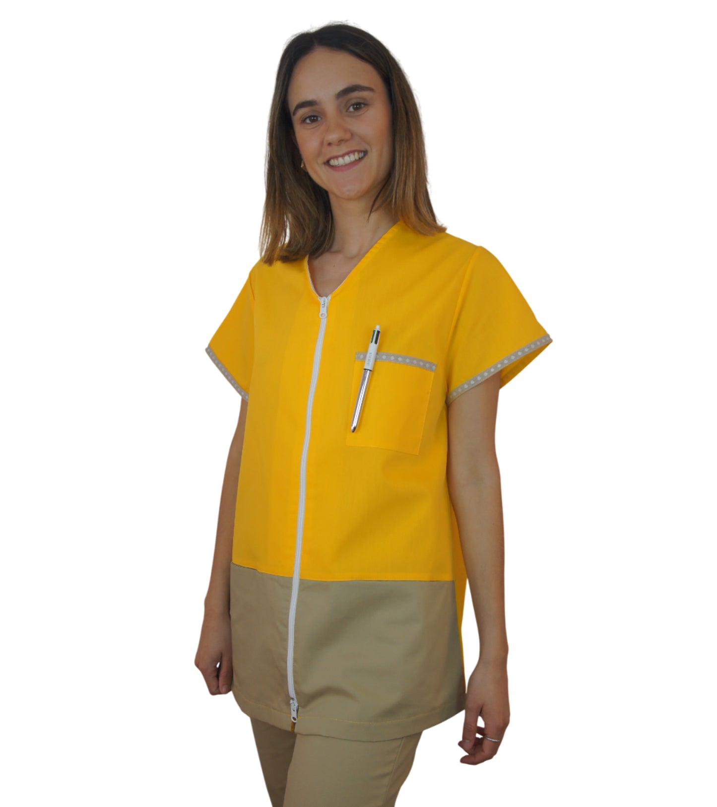 .CA04 CASACA AMARILLA Y BEIGE