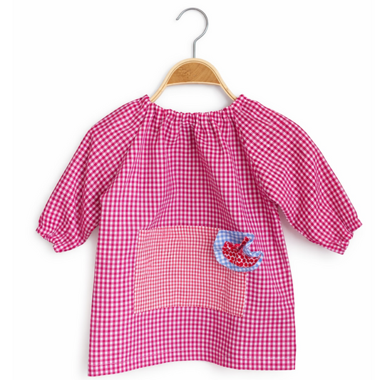 NI02 BATA INFANTIL CUADRADITOS FUCSIA FLOR