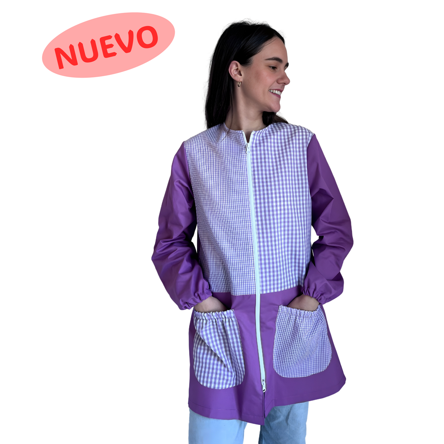 B007 BATA LILA CUADRADITOS